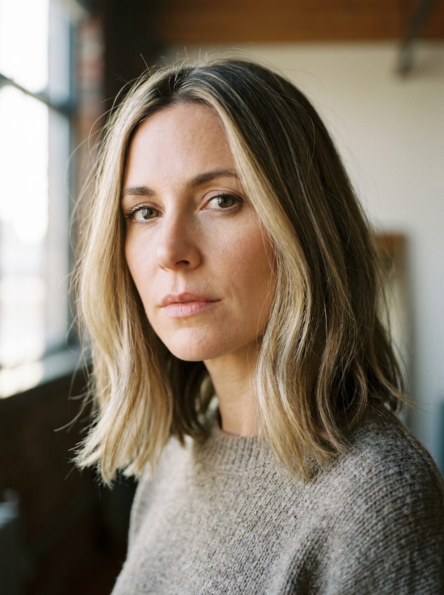 Dunkelblonde Haare mit Highlights im Long Bob - Dunkelblonde Haare mit Highlights